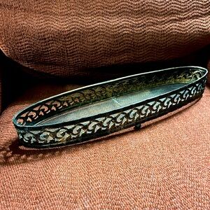 Vintage Patina Brass Perfume DresserTray, needs to be painted,holds perfumes